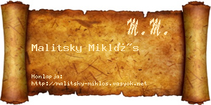 Malitsky Miklós névjegykártya